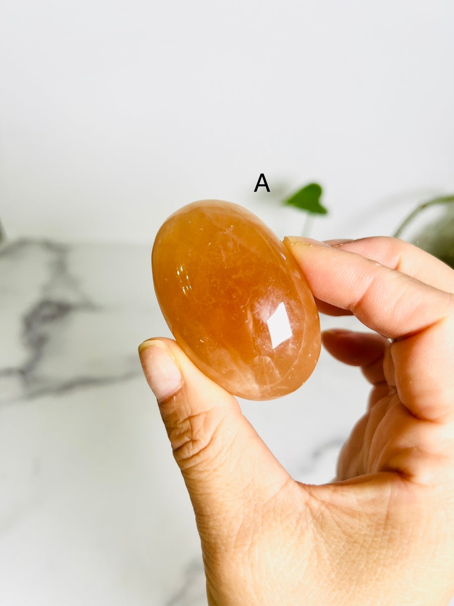 Honey Calcite Palm Stone