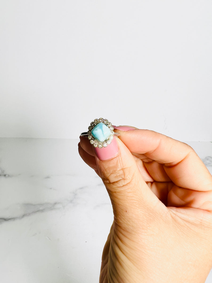 Larimar Vintage Style Copper Ring