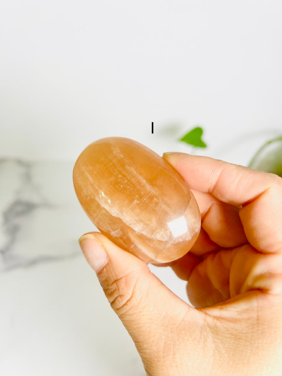 Honey Calcite Palm Stone