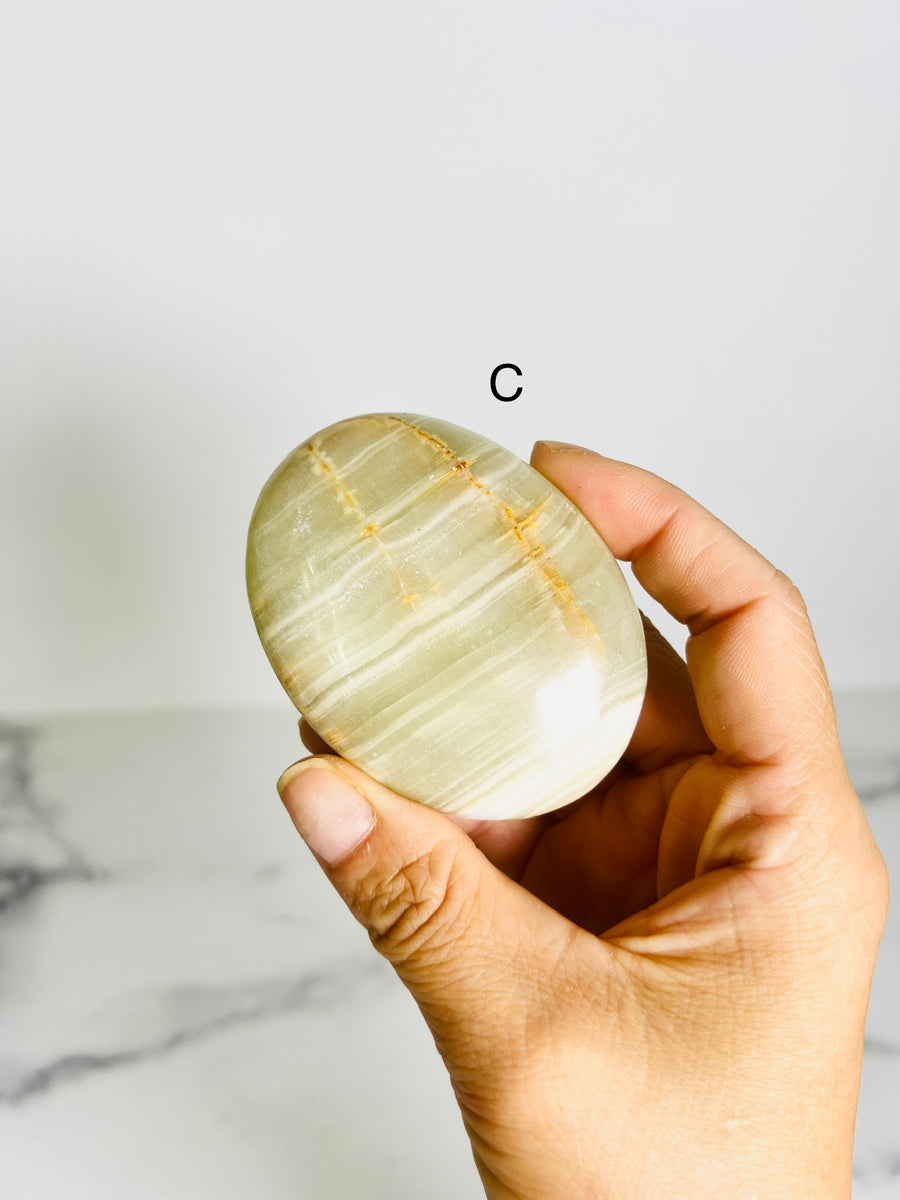 Green Banded Onyx Palm Stone