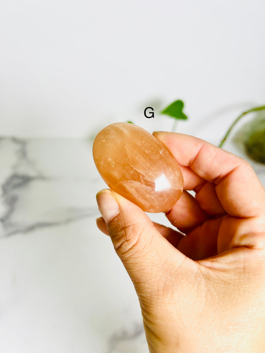 Honey Calcite Palm Stone