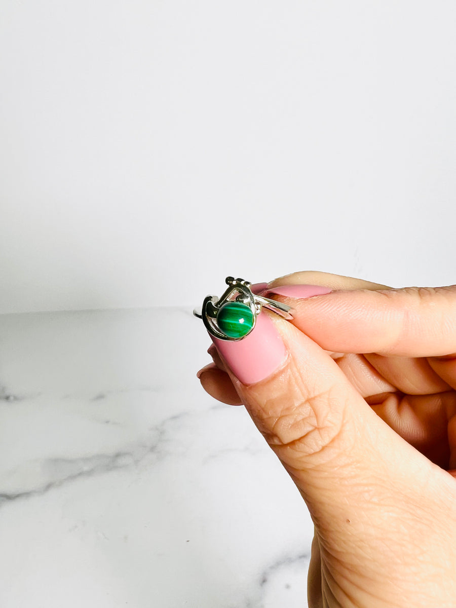 Malachite or Gold Sheen Obsidian Copper Ring