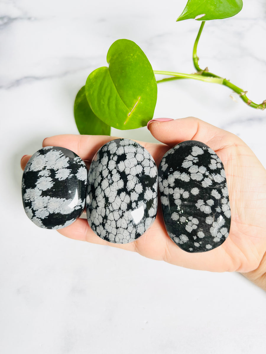 Snowflake Obsidian Palm Stone