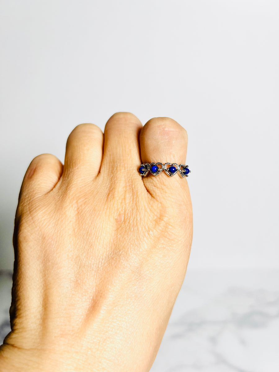 Lapis Lazuli Copper Heart Band Ring