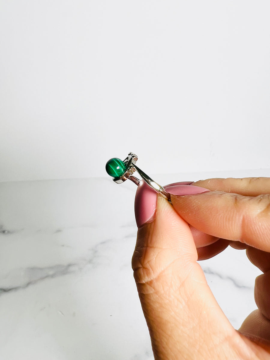 Malachite or Gold Sheen Obsidian Copper Ring