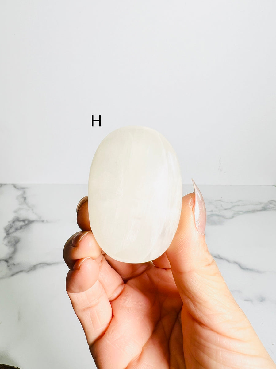 White Calcite Palm Stone