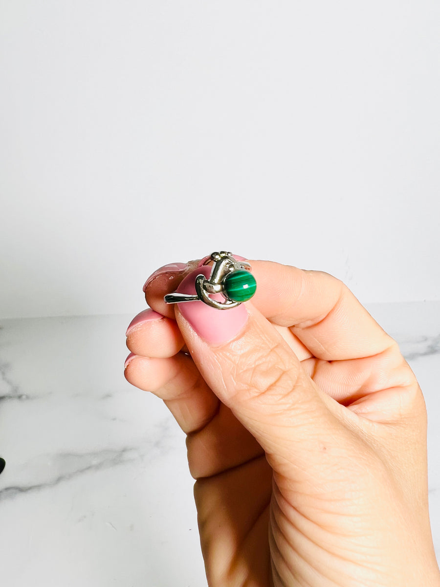 Malachite or Gold Sheen Obsidian Copper Ring