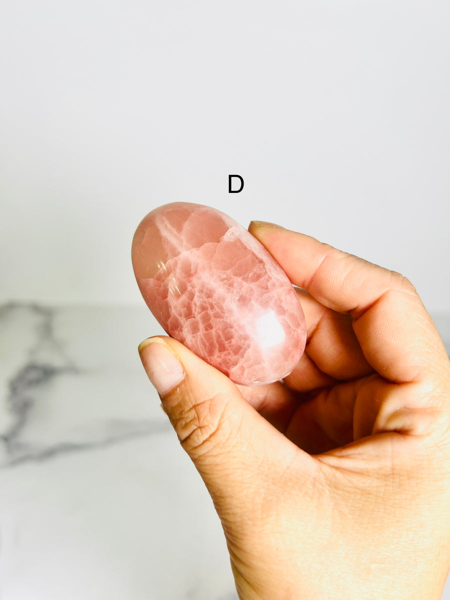 Rose Calcite Palm Stone