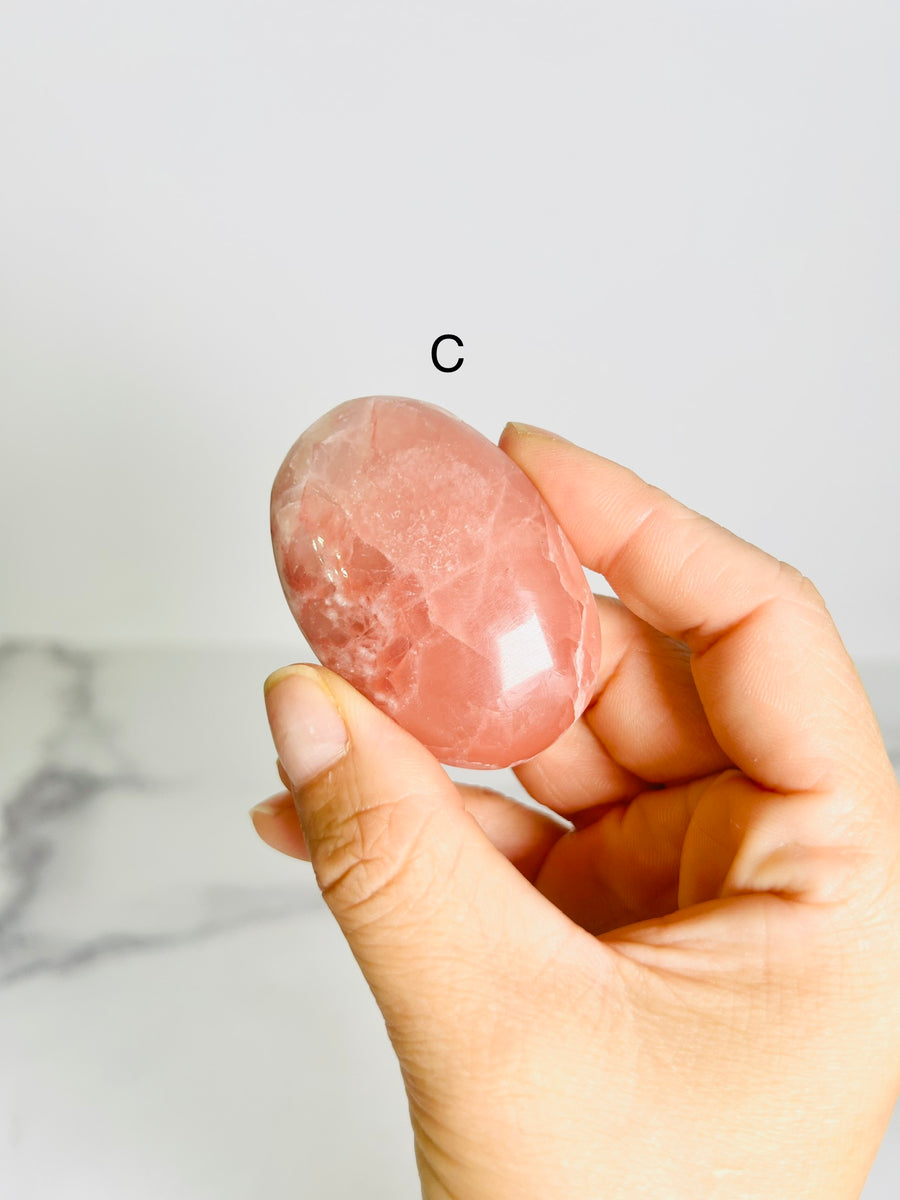 Rose Calcite Palm Stone