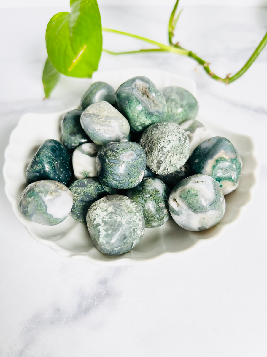 Moss Agate Tumbled Stone