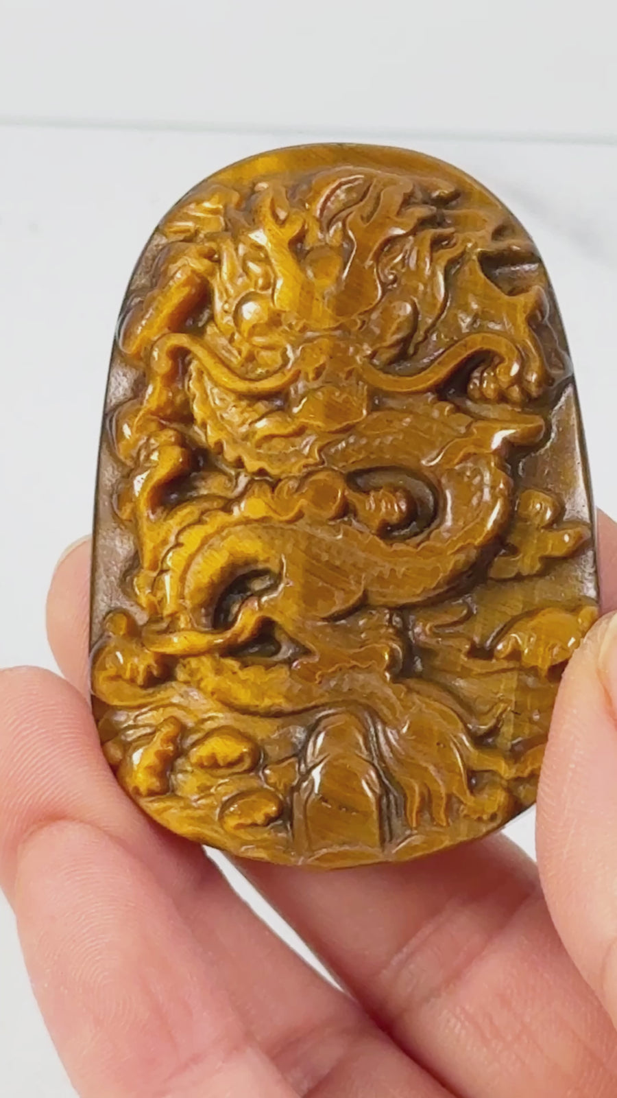 Tiger Eye Dragon Carving