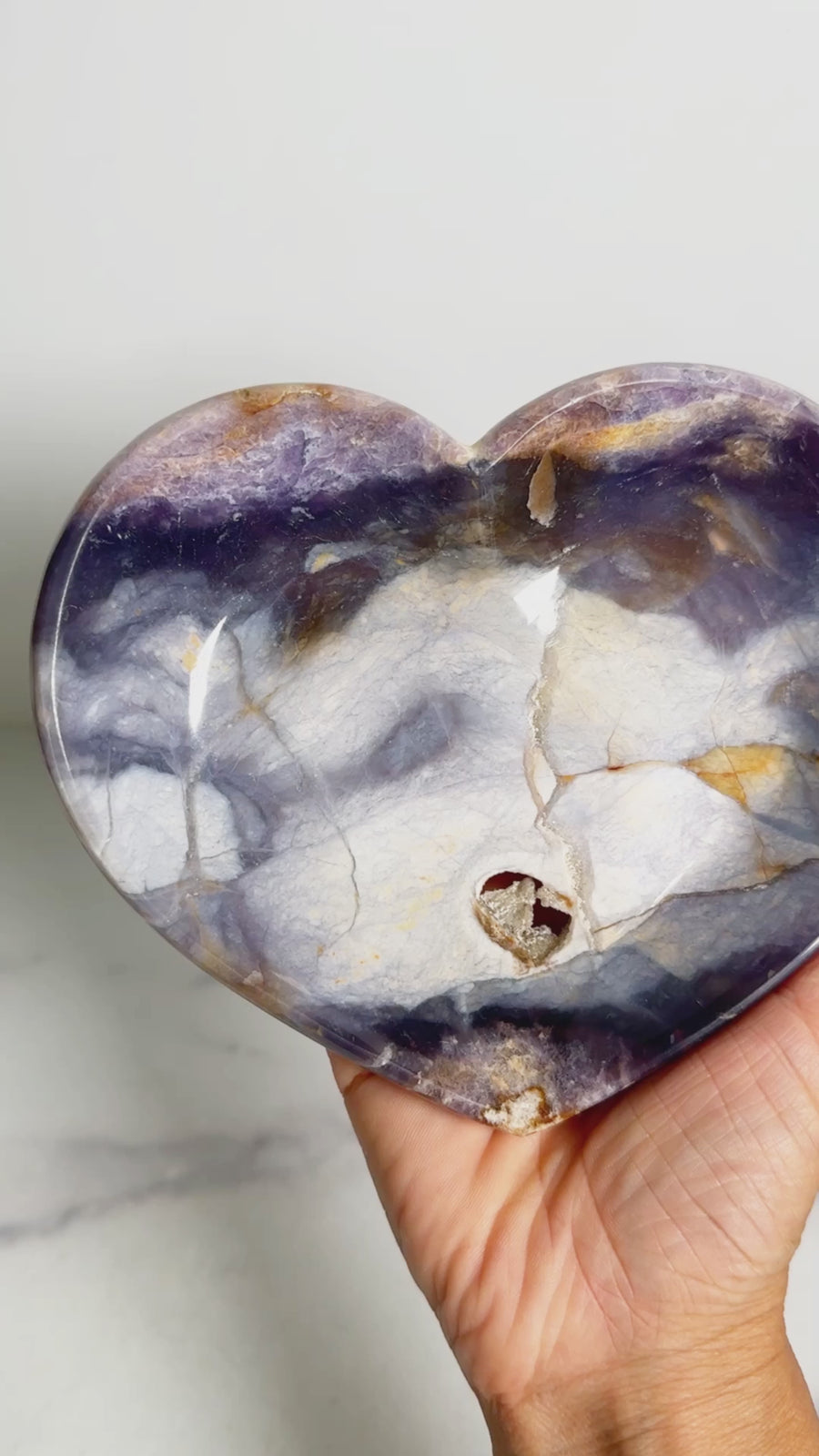 Purple Agate Heart Bowl Carving