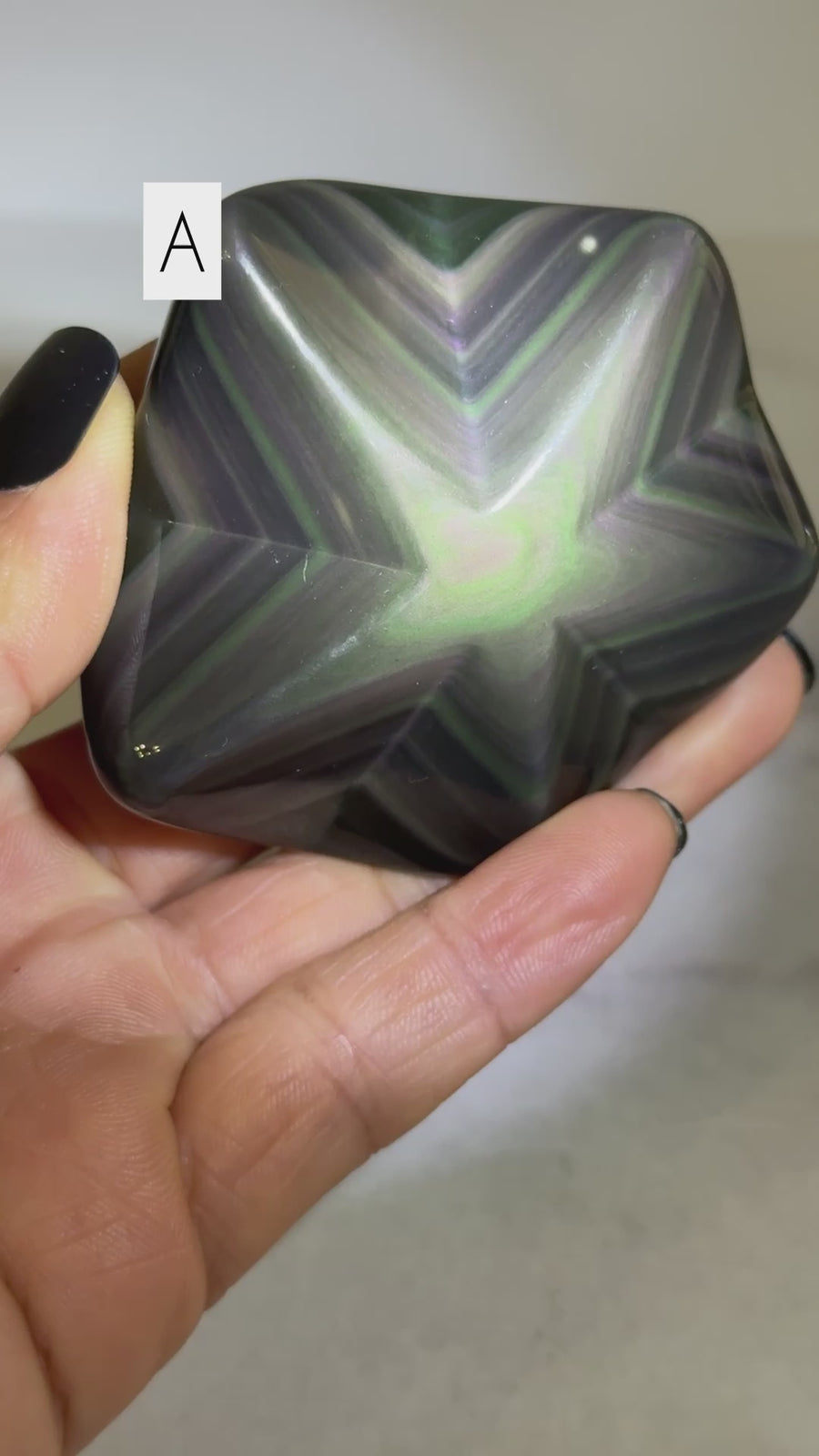 Rainbow Obsidian Star Carving