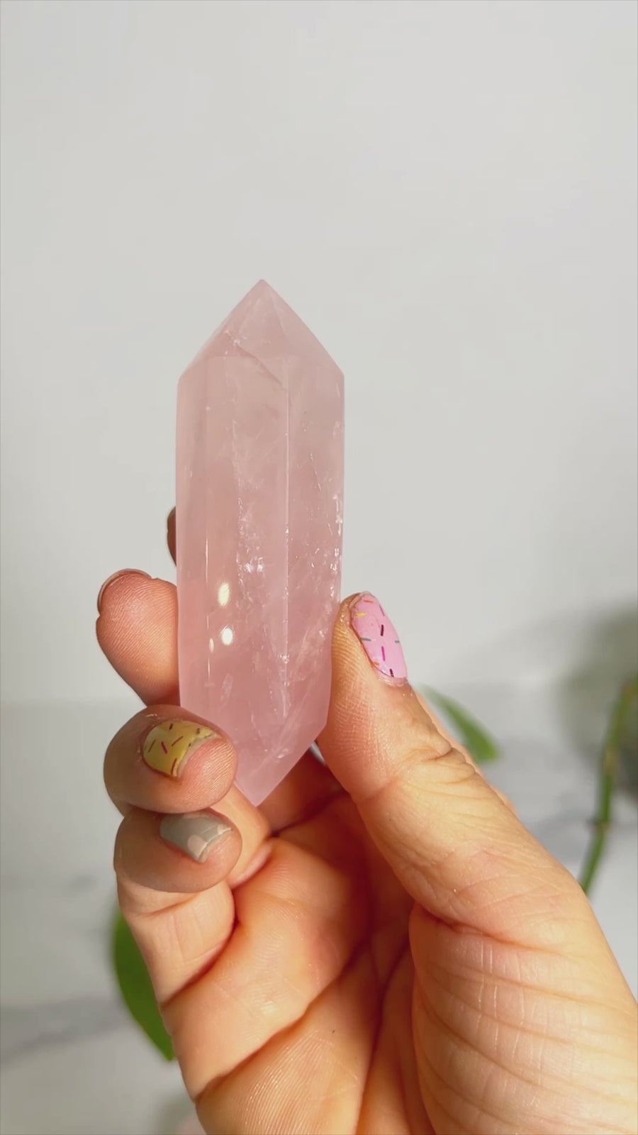 Rose Quartz Double Terminated Point Carving