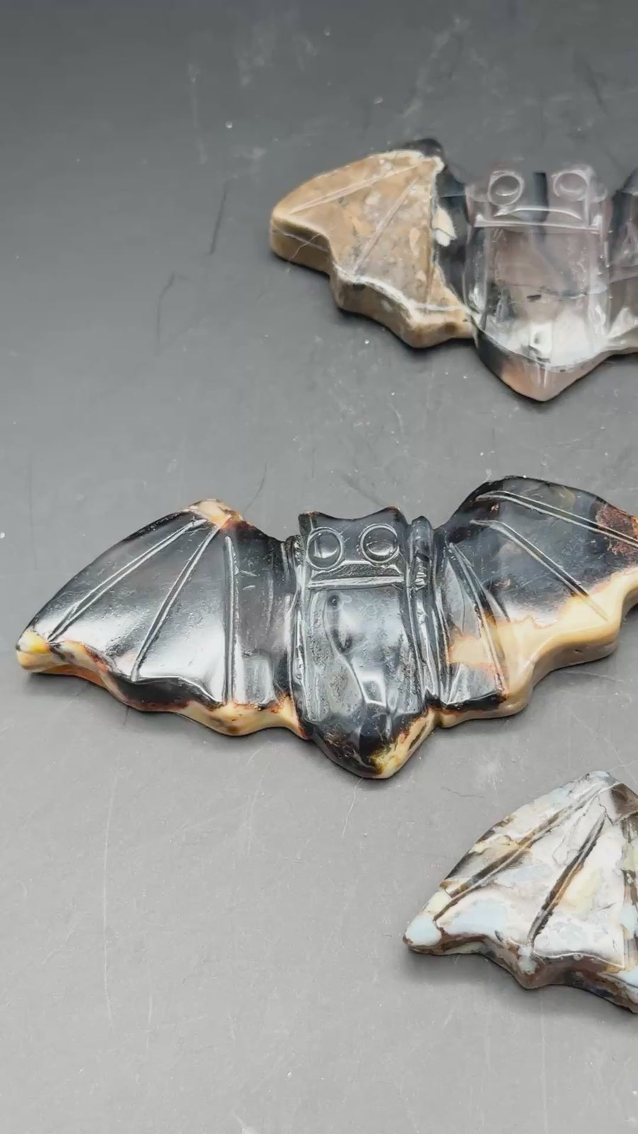 Volcano Agate Bat Carving (UV Reactive)