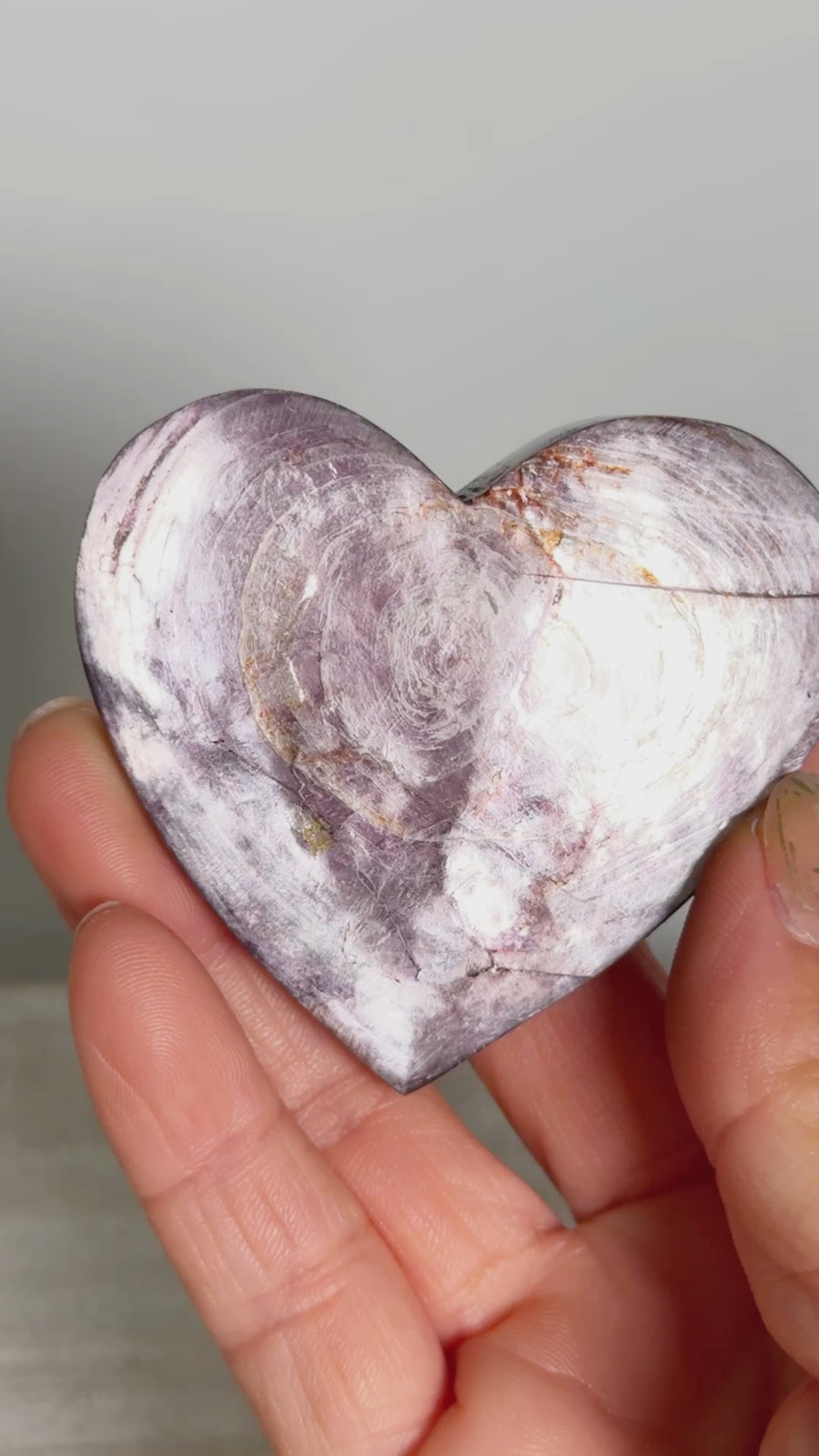 Purple Mica Heart Carving on Stand