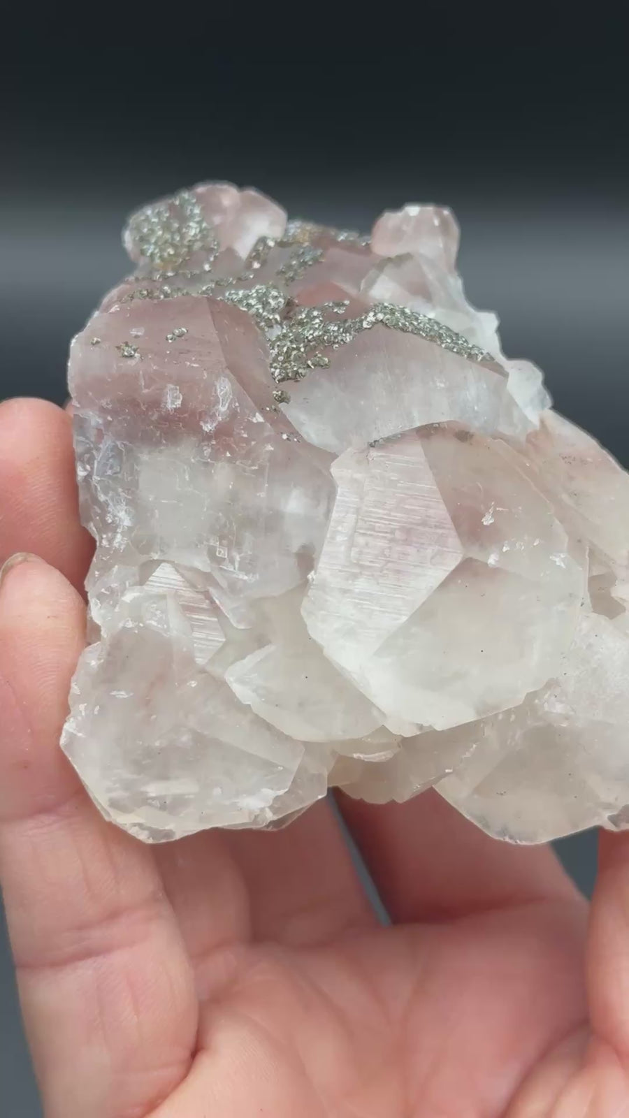 Pink Calcite with Pyrite Cluster