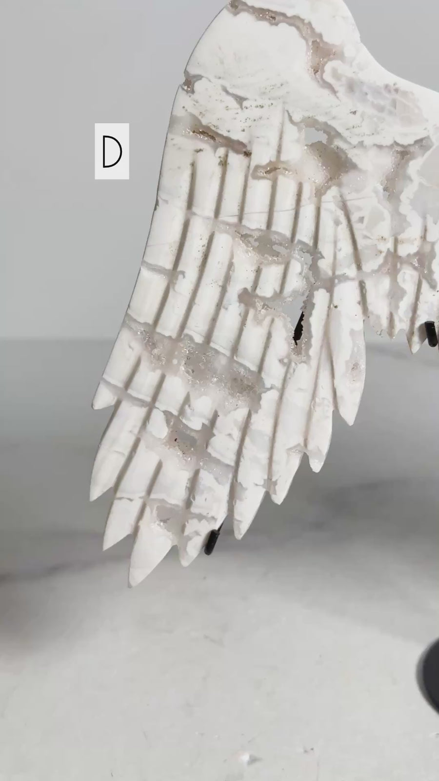 Snow Agate Angel Wings Carving