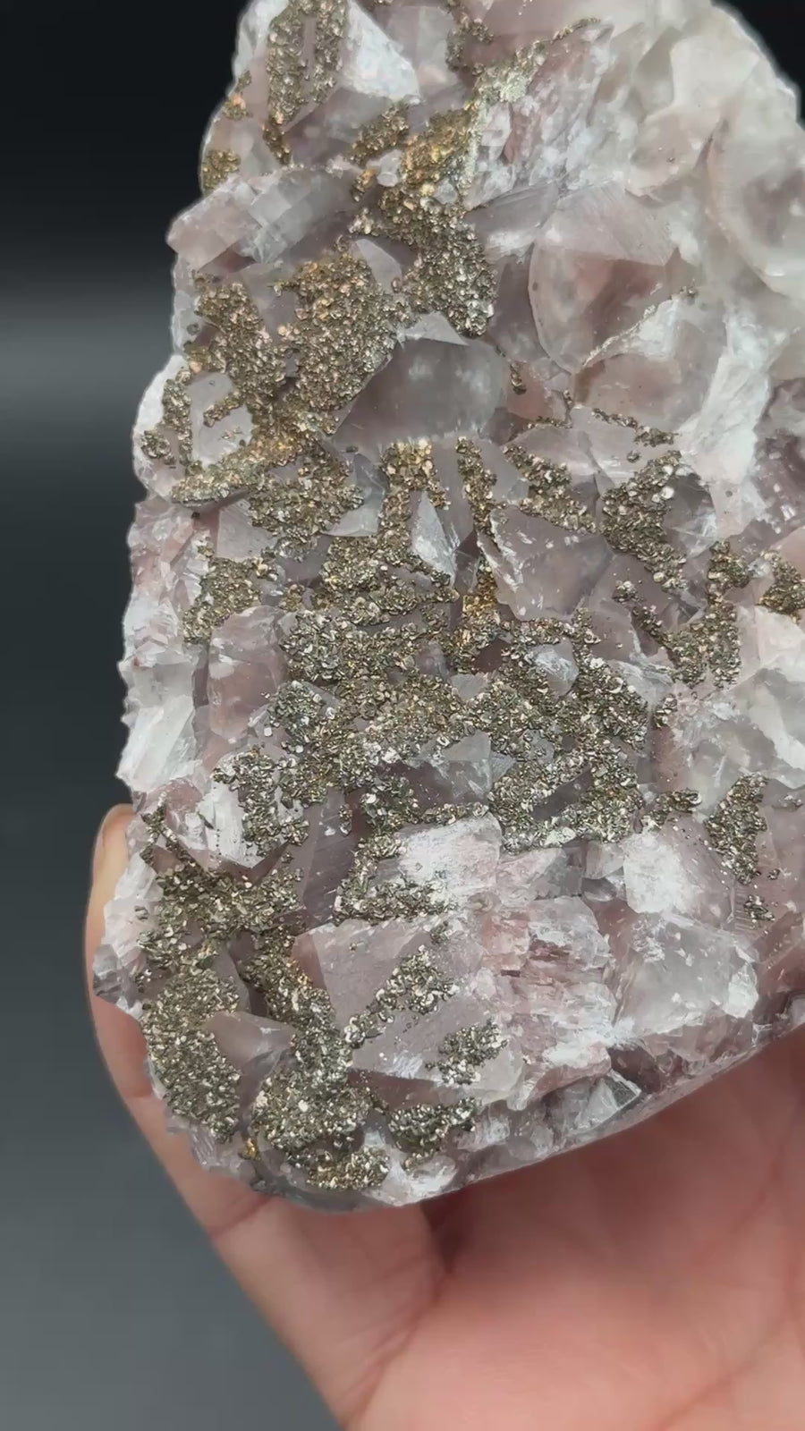 Pink Calcite with Pyrite Cluster