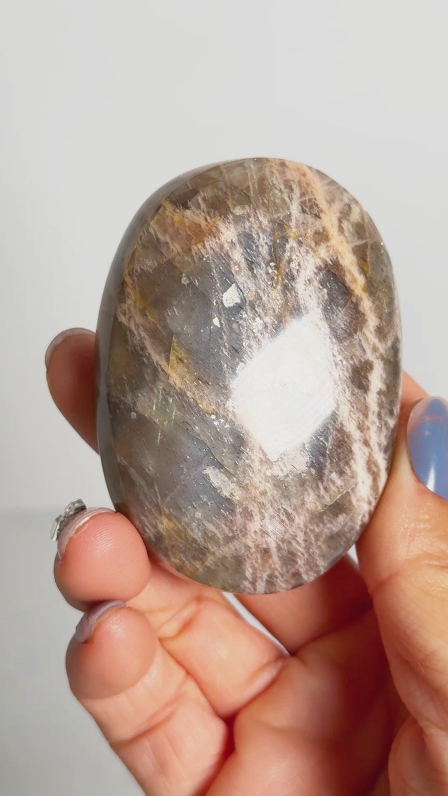 Black Moonstone Sunstone Palm Stone