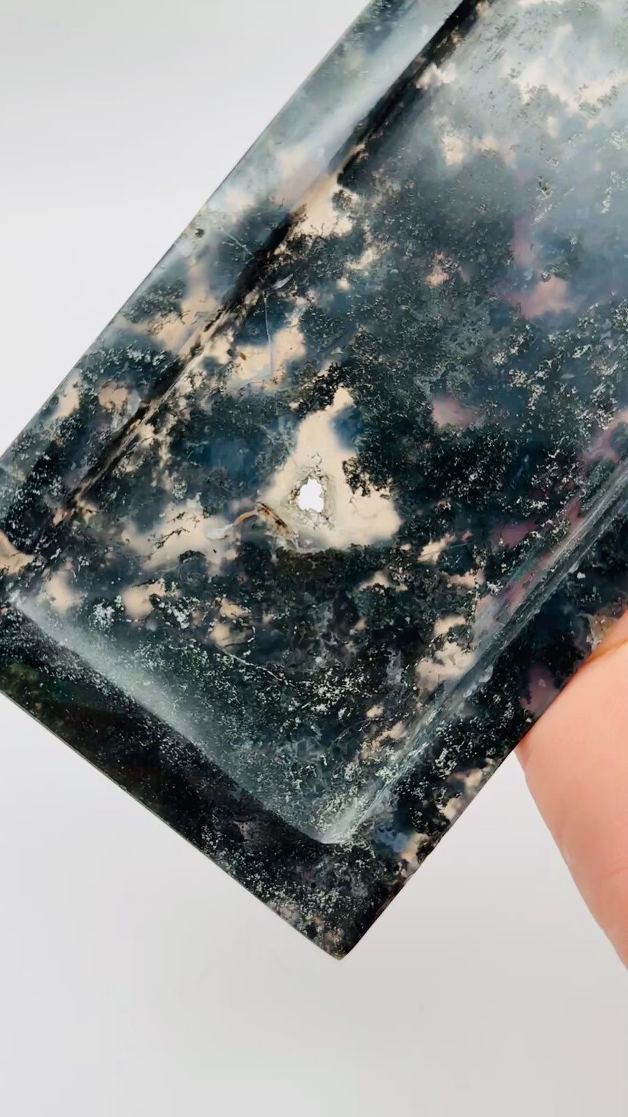 Moss Agate Plate Carving