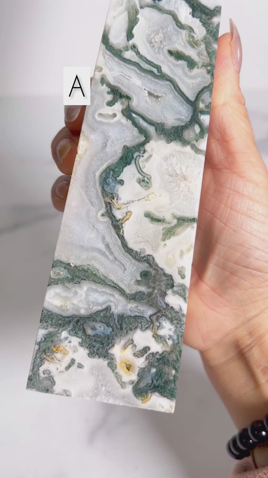 Moss Agate Obelisk Tower