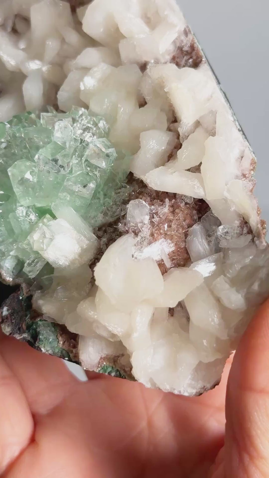 Green Apophyllite Flower with Stilbite