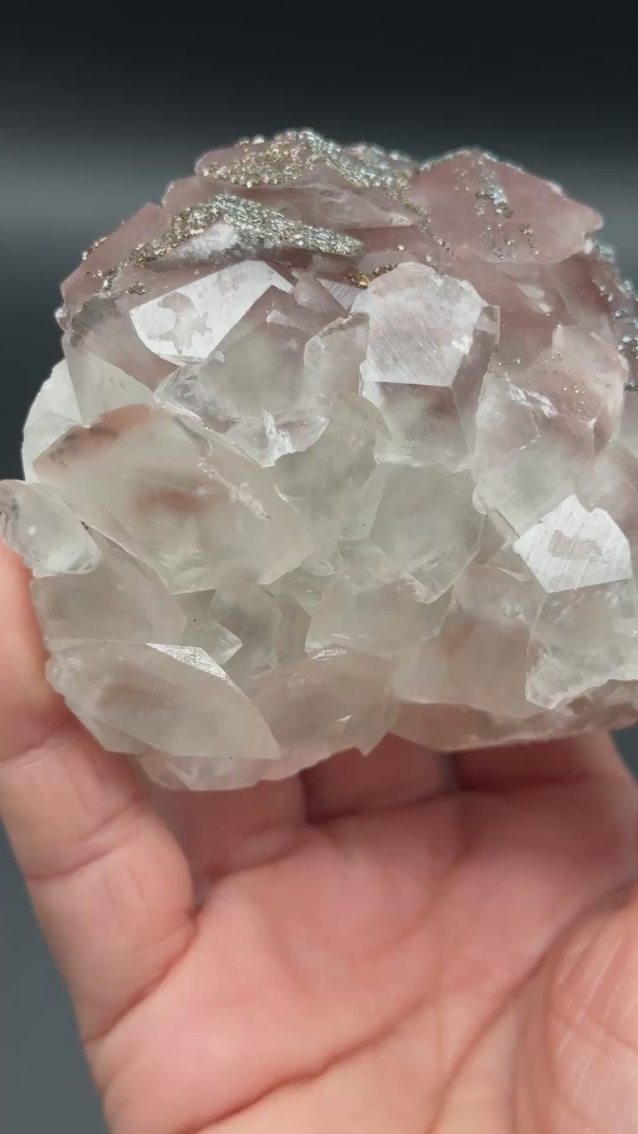 Pink Calcite with Pyrite Cluster