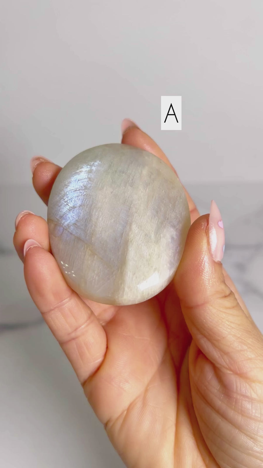 Blue Flash Moonstone Palm Stone