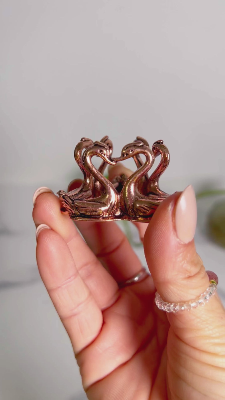 Triple Swan Rose Gold Sphere Holder