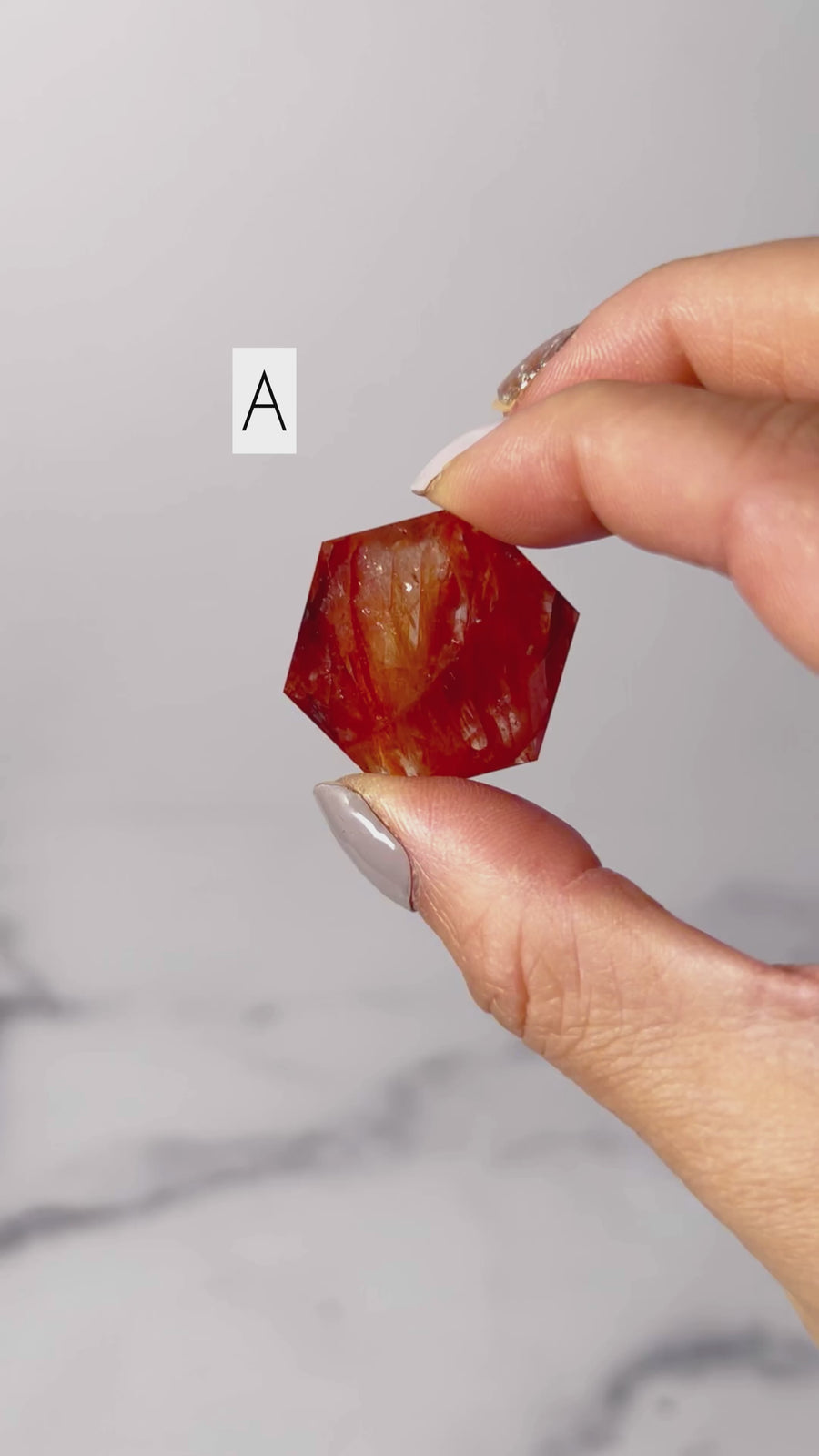 Fire Quartz Hexagon Carving