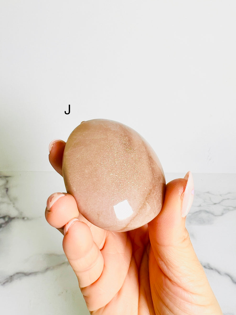 Peach Moonstone Sunstone Palm Stone