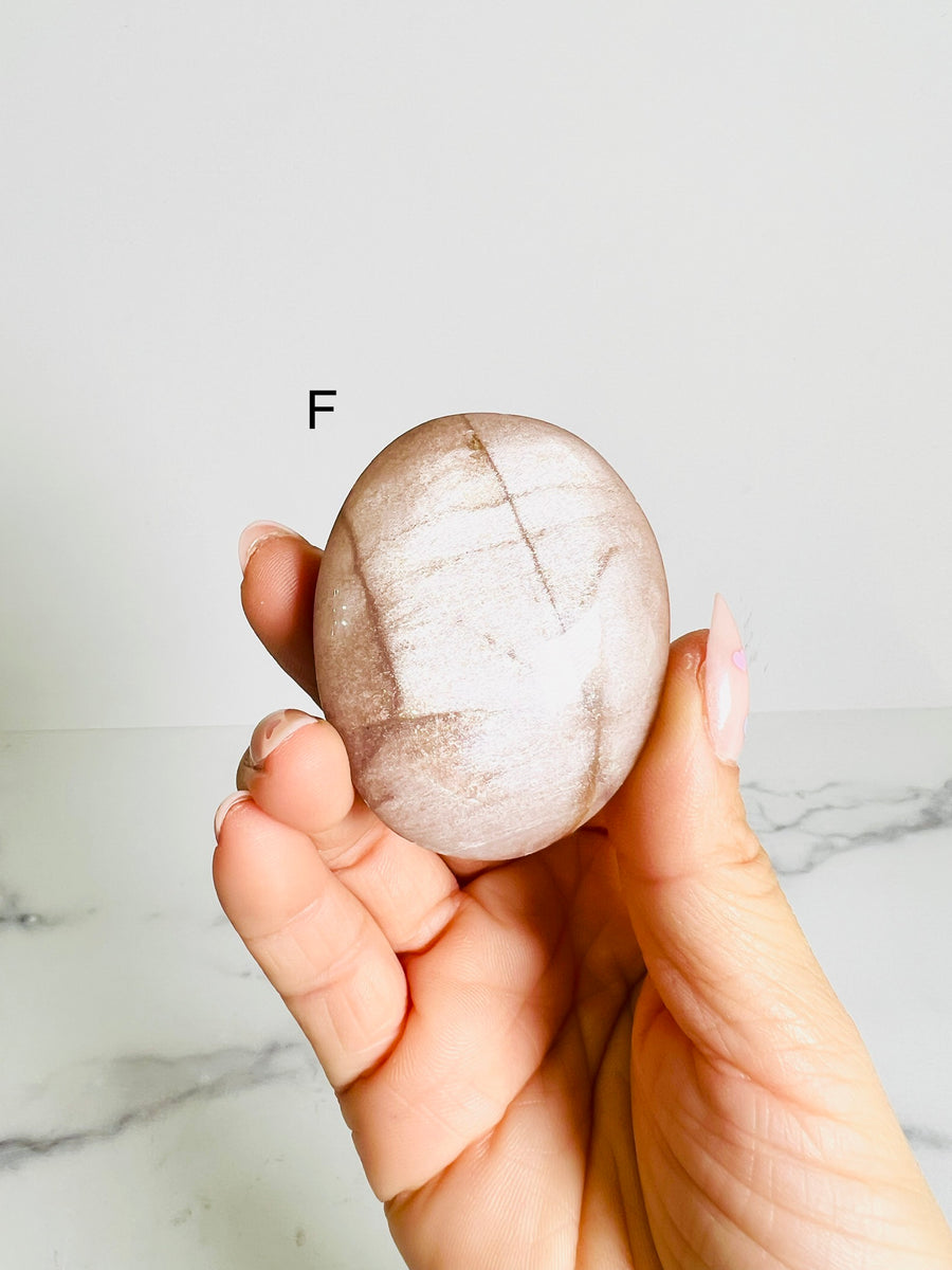 Peach Moonstone Sunstone Palm Stone