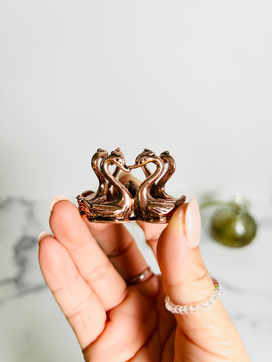 Triple Swan Rose Gold Sphere Holder