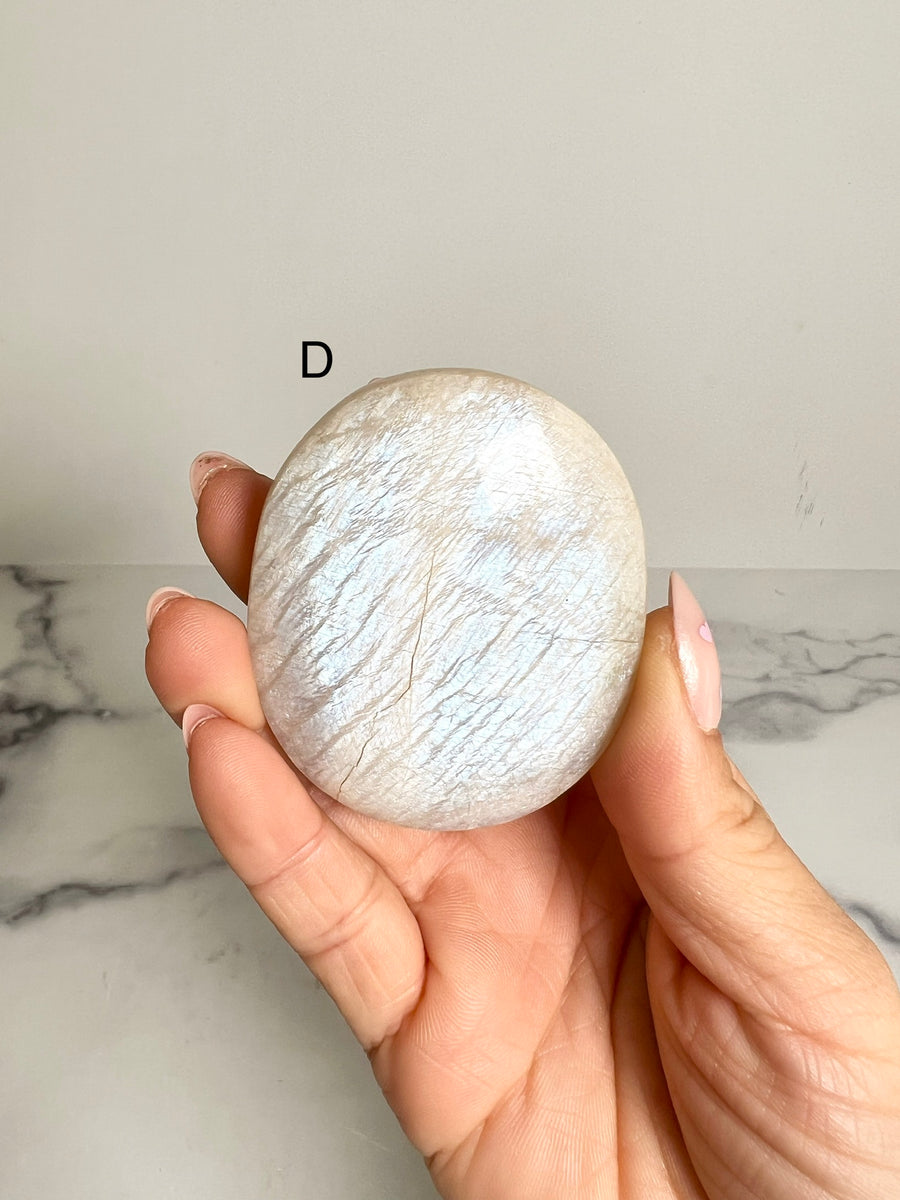 Blue Flash Moonstone Palm Stone