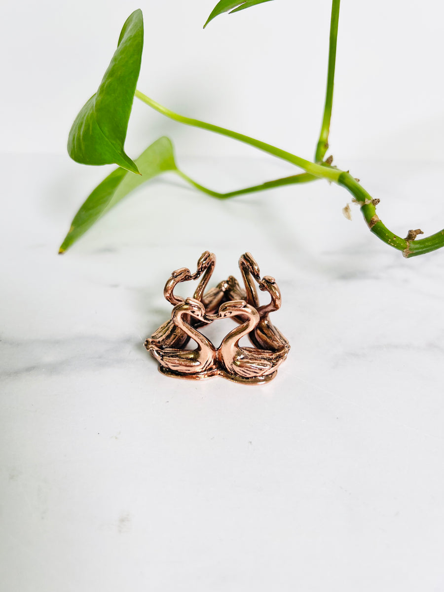 Triple Swan Rose Gold Sphere Holder