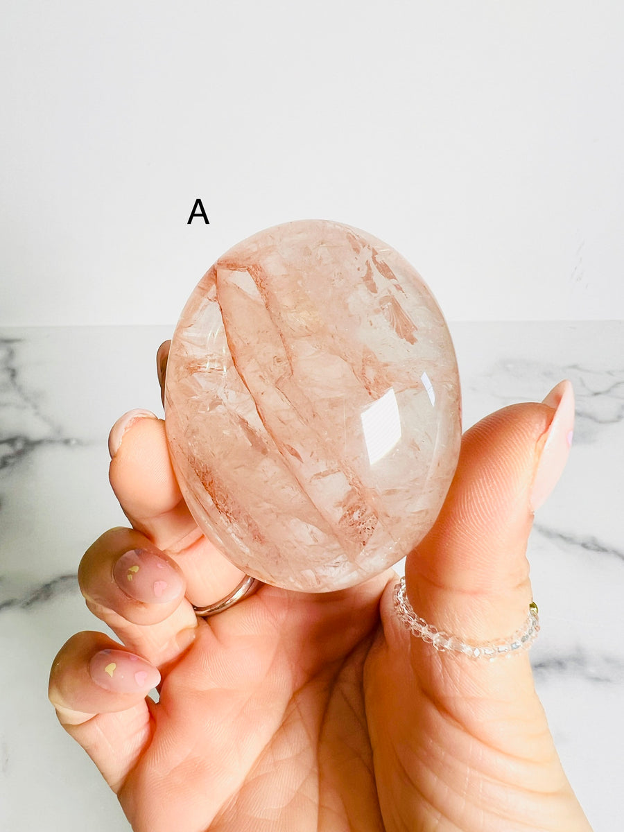 Fire Quartz Palm Stone (natural/not heat treated)