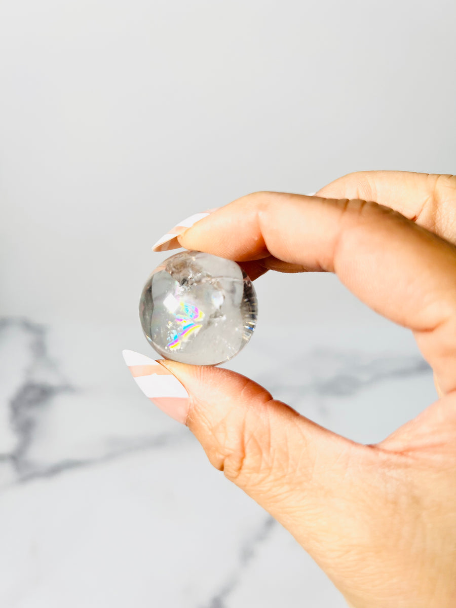 Rainbow Smoky or Clear Quartz Small Sphere