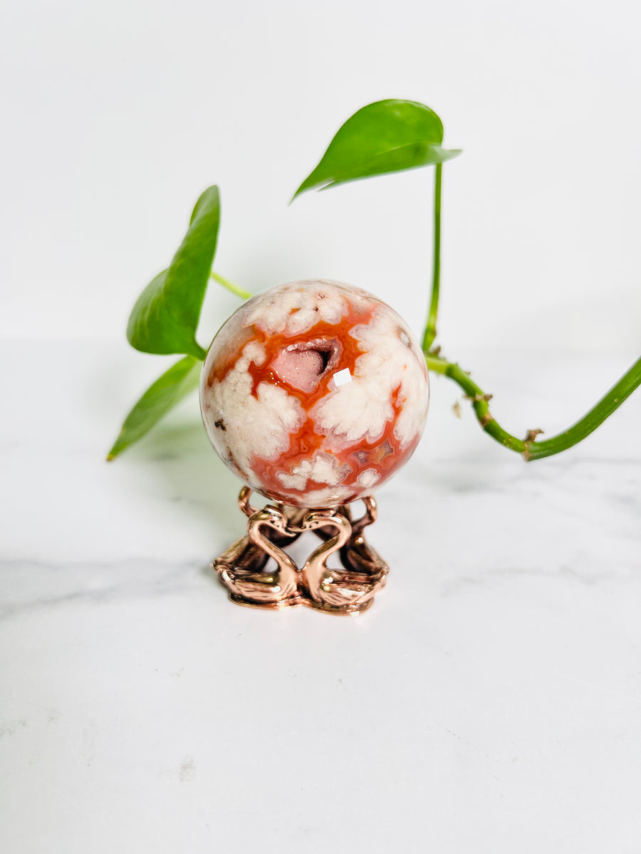 Triple Swan Rose Gold Sphere Holder