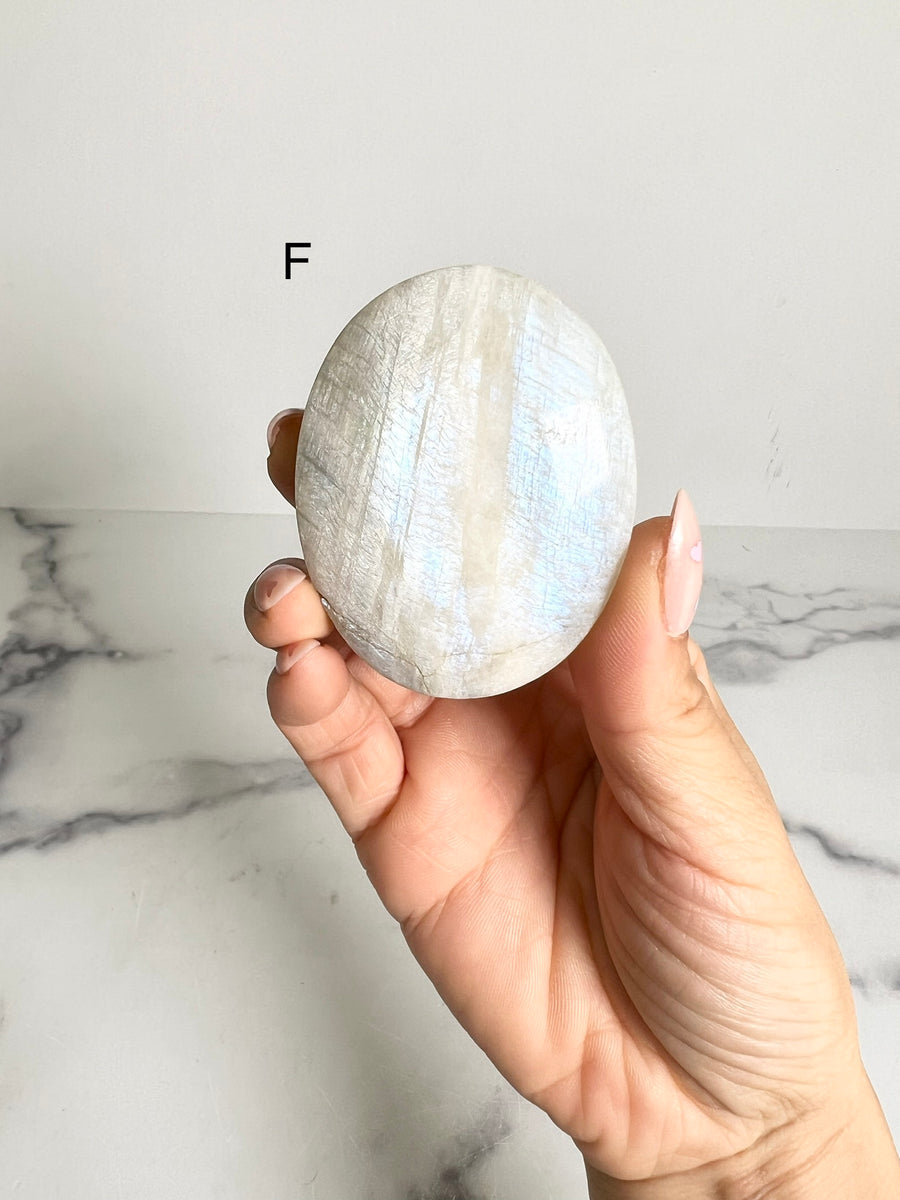 Blue Flash Moonstone Palm Stone