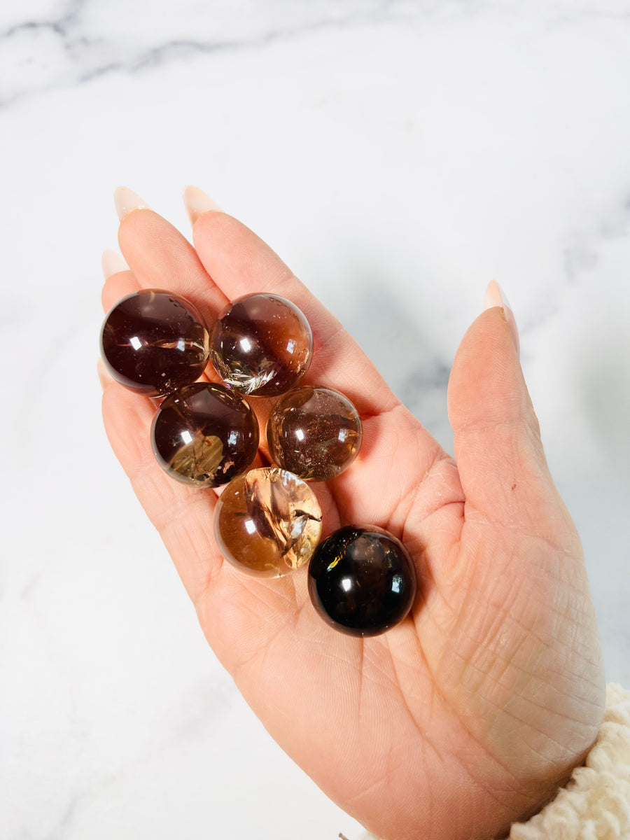 Rainbow Smoky or Clear Quartz Small Sphere