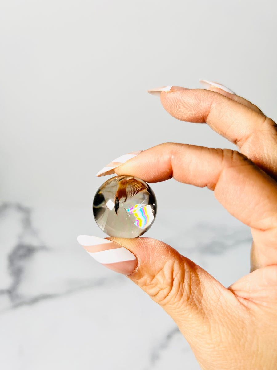 Rainbow Smoky or Clear Quartz Small Sphere