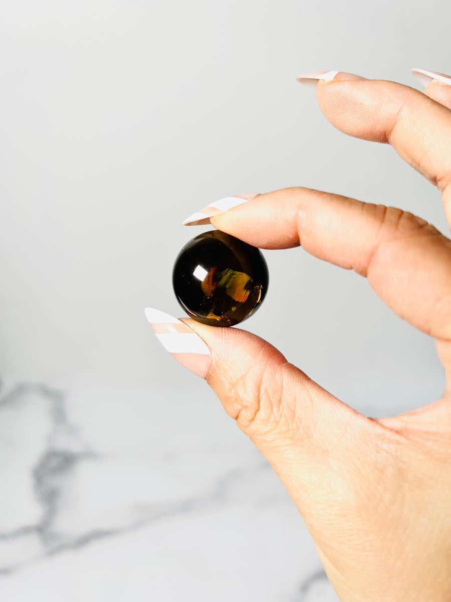 Rainbow Smoky or Clear Quartz Small Sphere