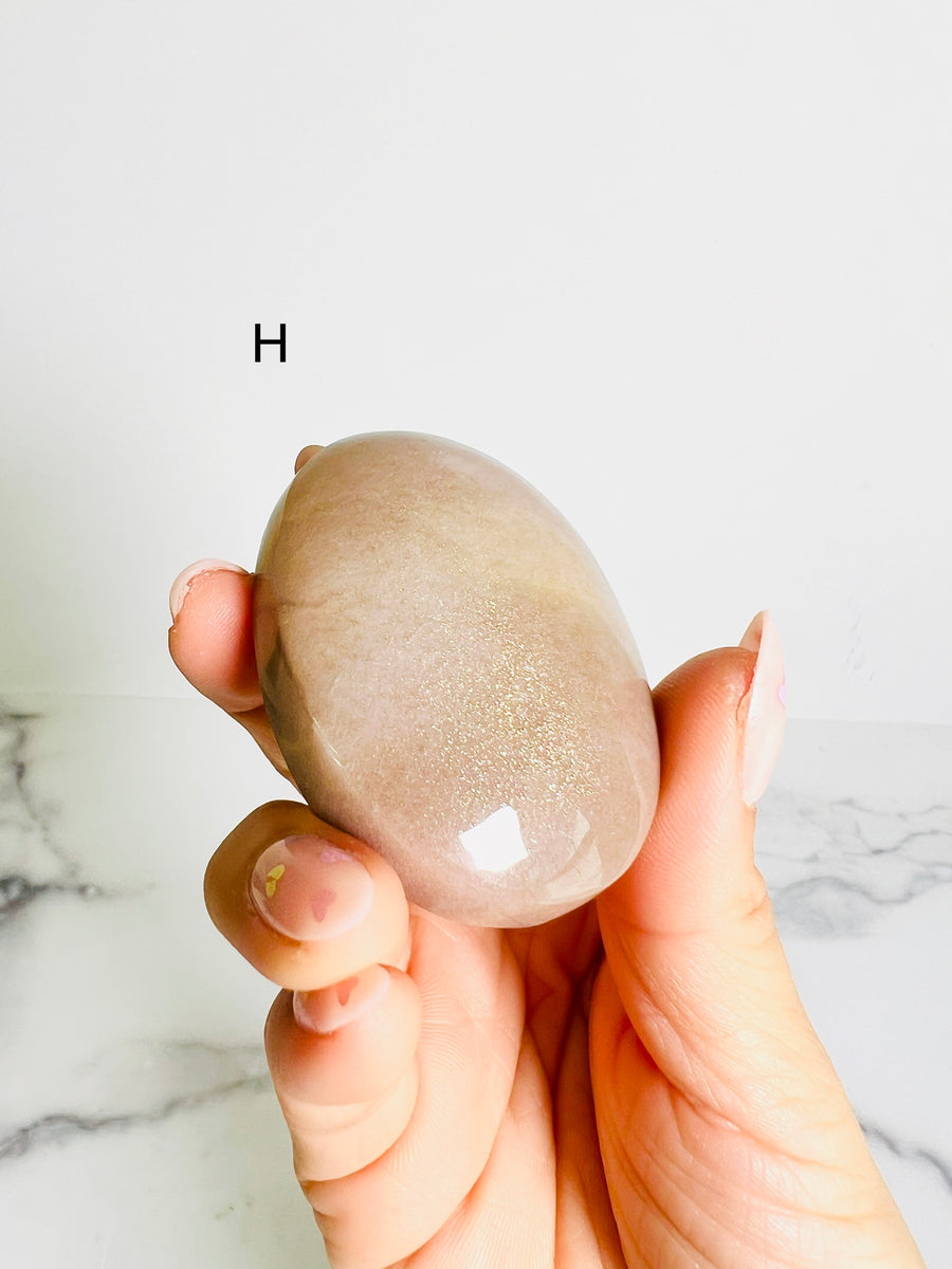 Peach Moonstone Sunstone Palm Stone